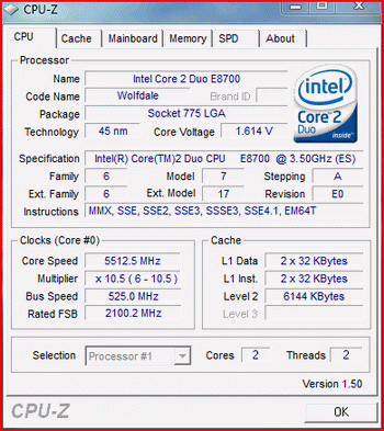 Intel core 2 Duo e8700 